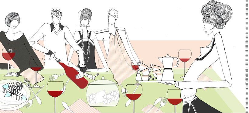 dinner party illustration